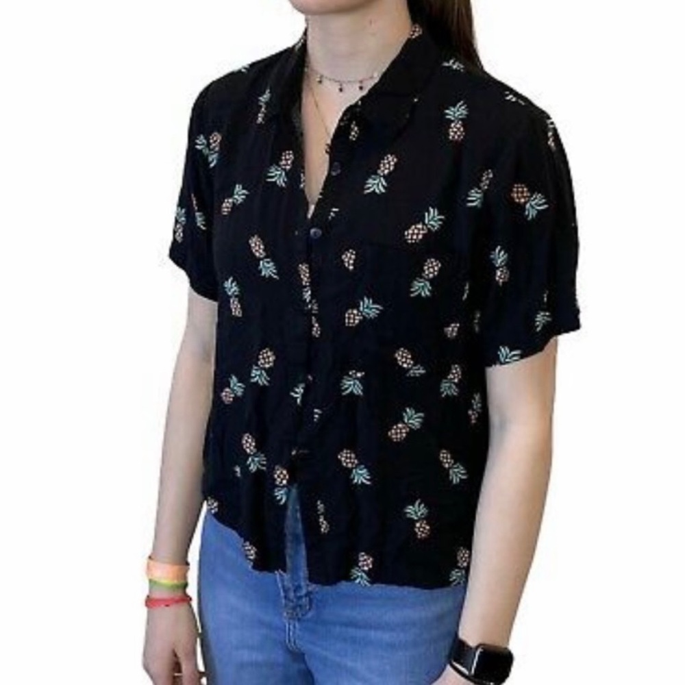 Love Notes Pineapple Print Buttoned Blouse - image 1